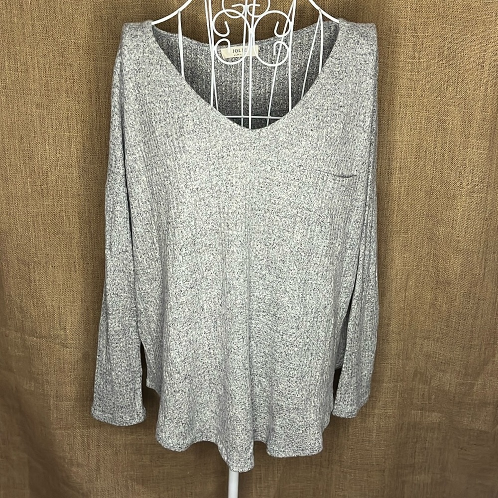 Over-Sized Ribbed V-Neck Pullover
